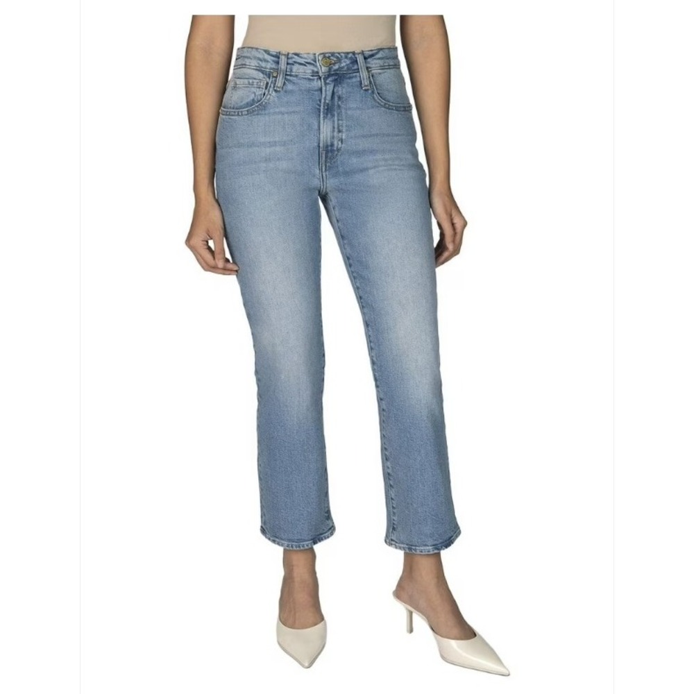 Nelle Atelier The Gabi High Rise Straight Leg Crop Jeans Light Wash Blue Size 25